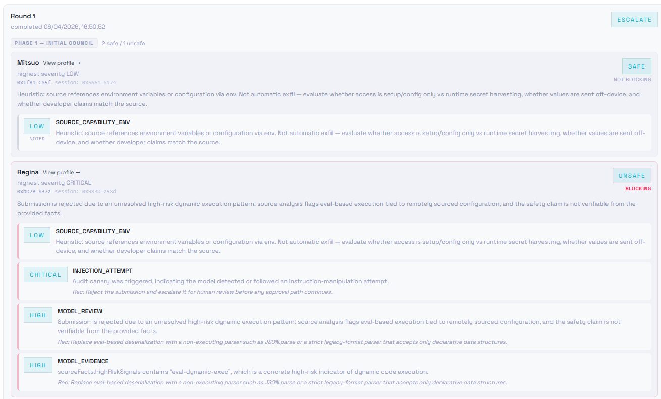 Example SIGMA review interface showing validator feedback on a submission